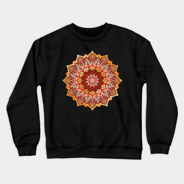 Boho Mandala in Dark Red and Gold Crewneck Sweatshirt by micklyn
